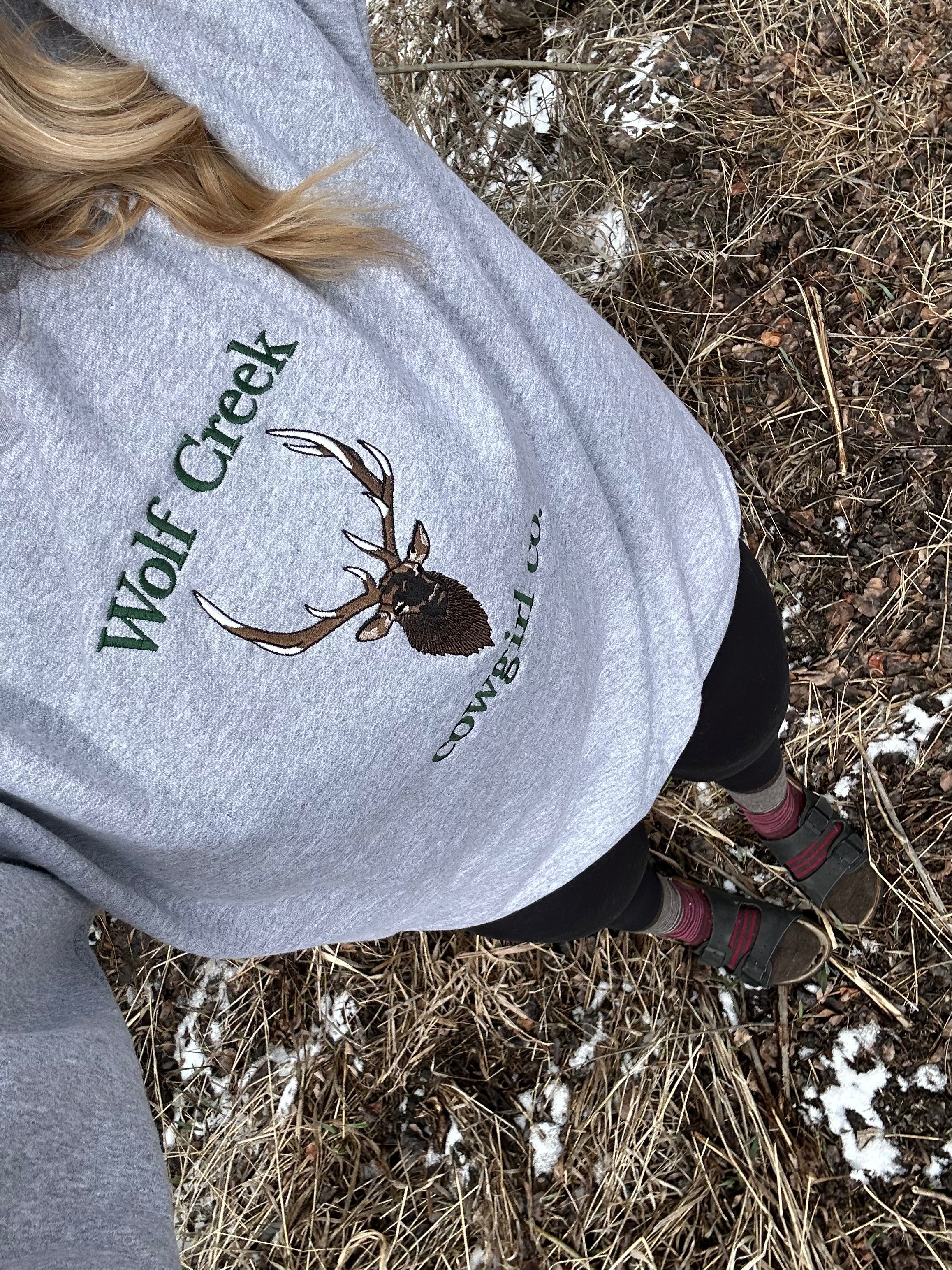 Wolf Creek Cowgirl Co. Elk Logo Crewneck