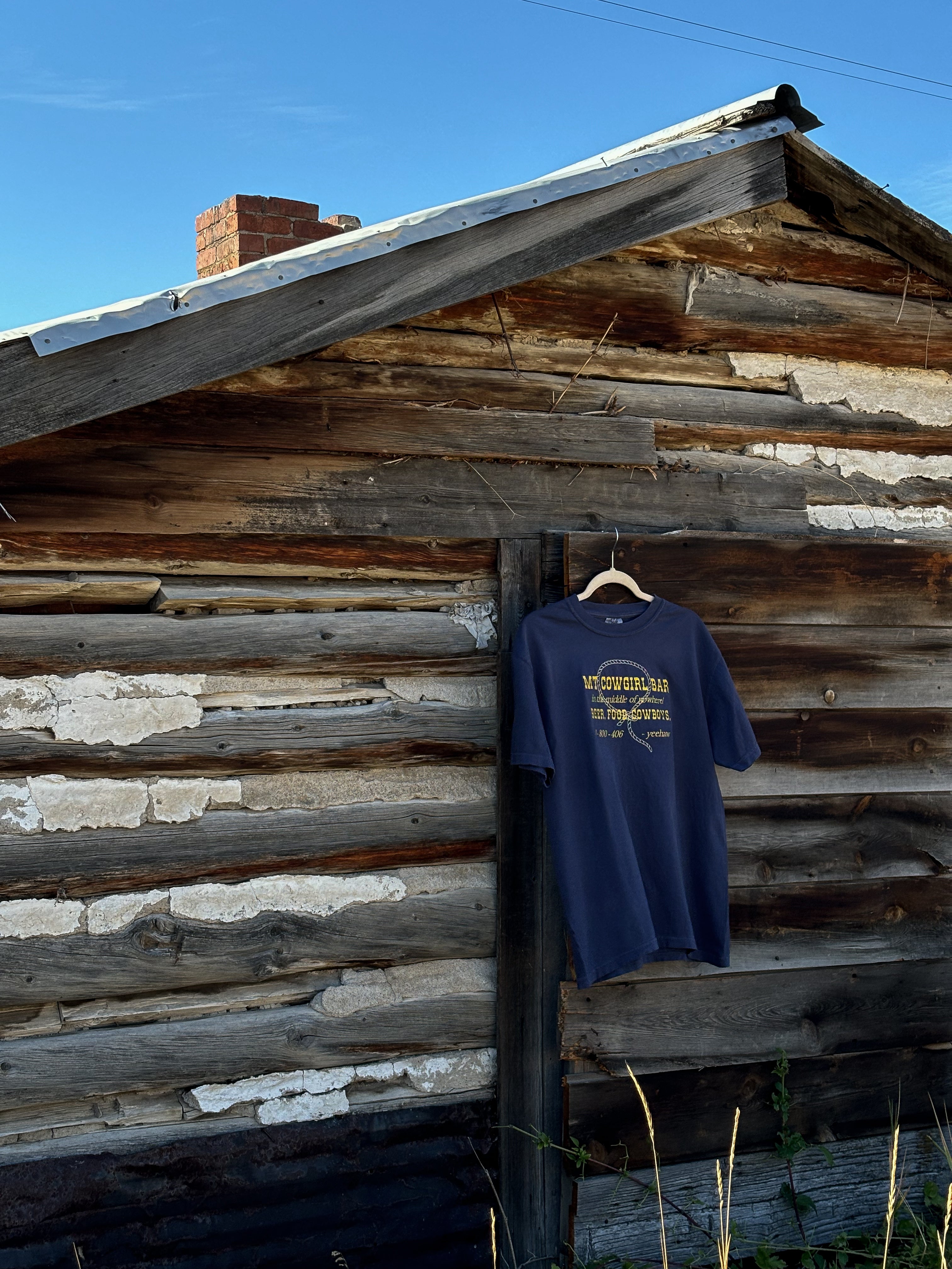 Montana Cowgirl Bar 100% Cotton Tee in Navy