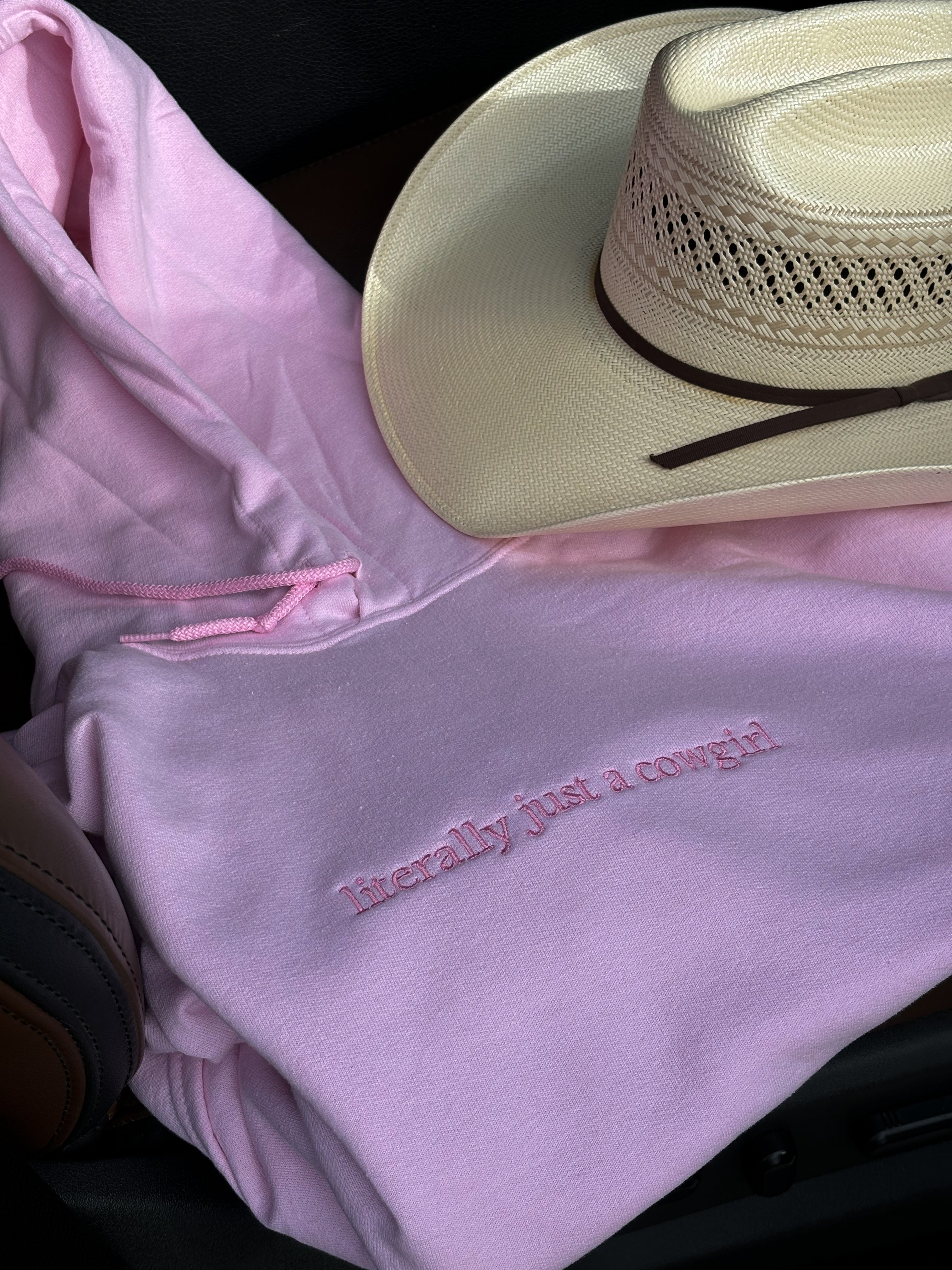 “Literally Just A Cowgirl” Pink Hoodie