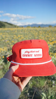 Play That Sad Cowboy Music Rope Hat - Red