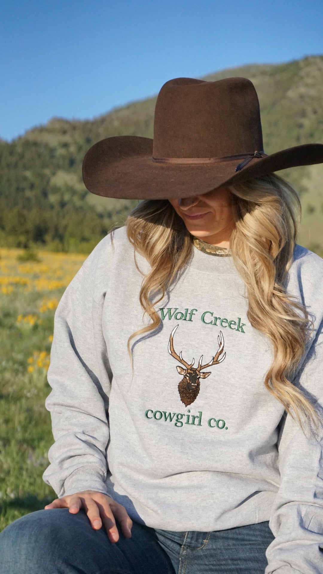 Wolf Creek Cowgirl Co. Elk Logo Crewneck