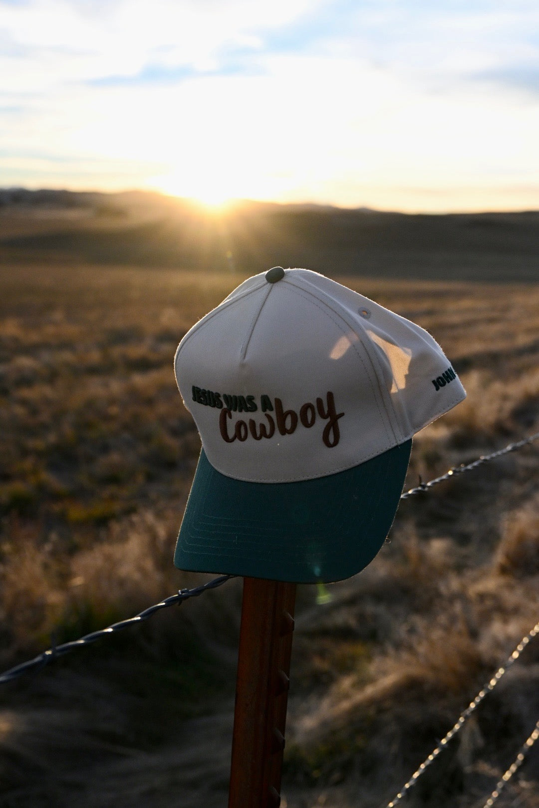 "Jesus Was A Cowboy" Canvas Trucker Hat