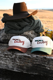"Jesus Was A Cowboy" Canvas Trucker Hat