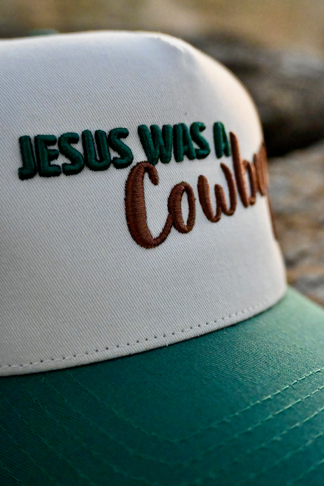 "Jesus Was A Cowboy" Canvas Trucker Hat