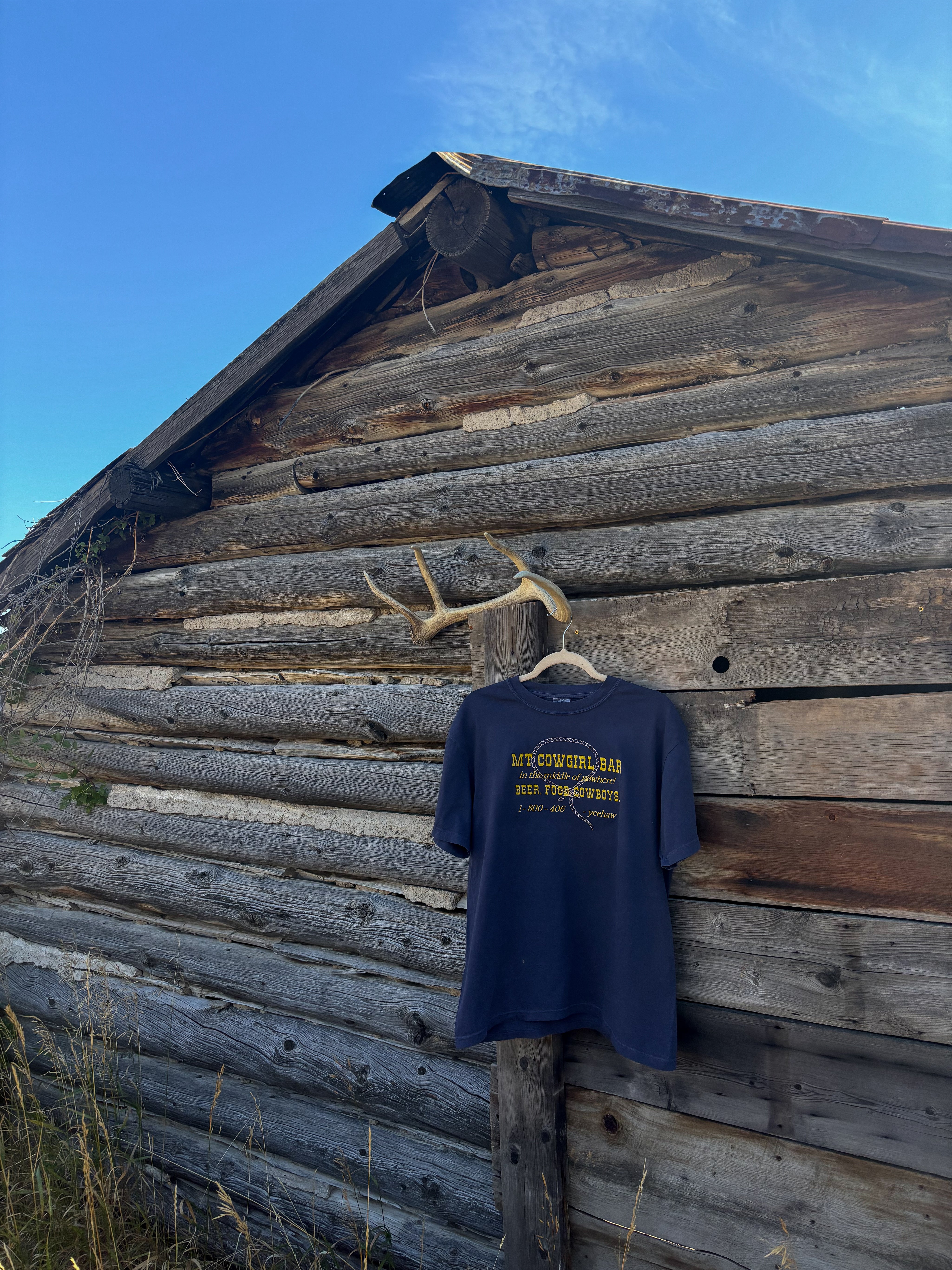 Montana Cowgirl Bar 100% Cotton Tee in Navy