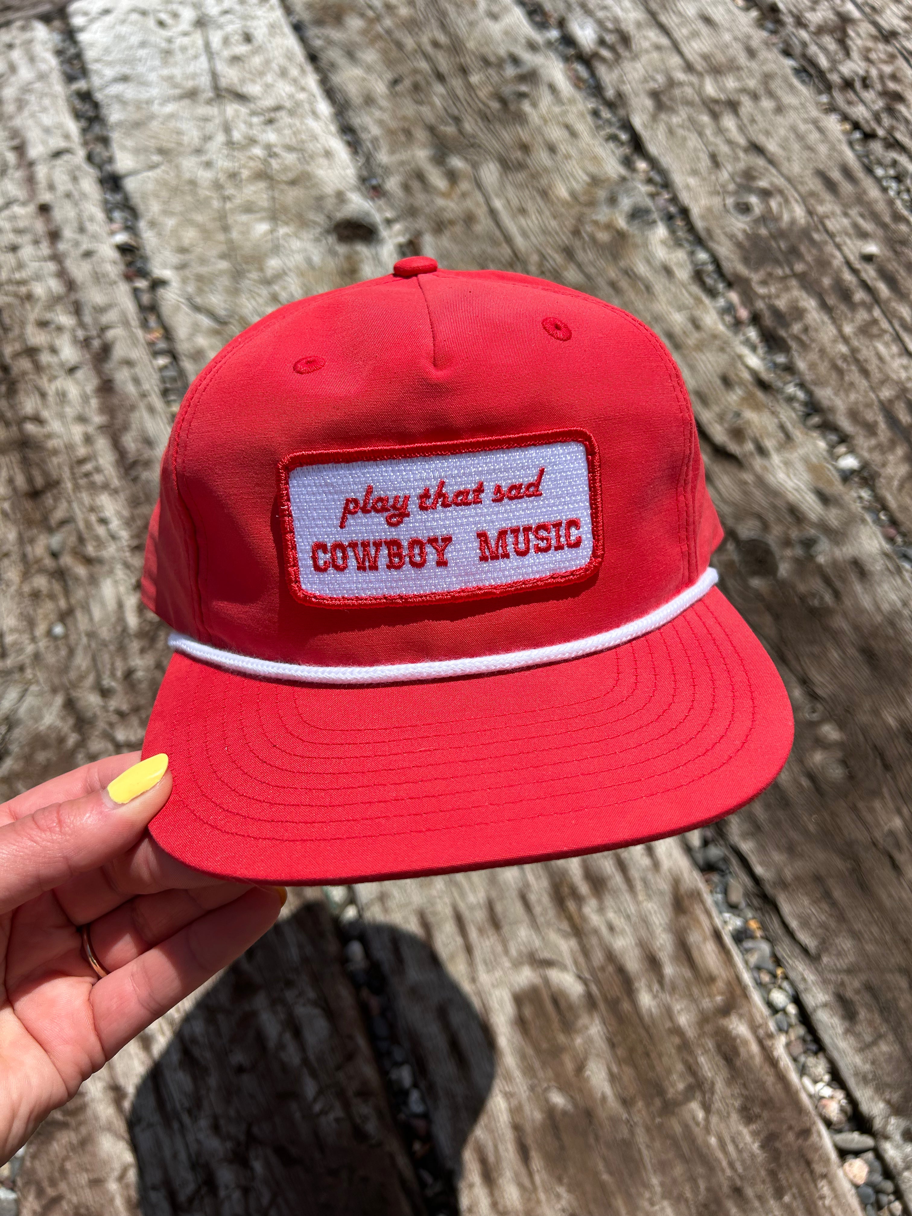 Play That Sad Cowboy Music Rope Hat - Red